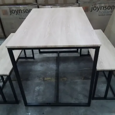 PINE TOP METAL FRAME BENCH AND TABLE SET