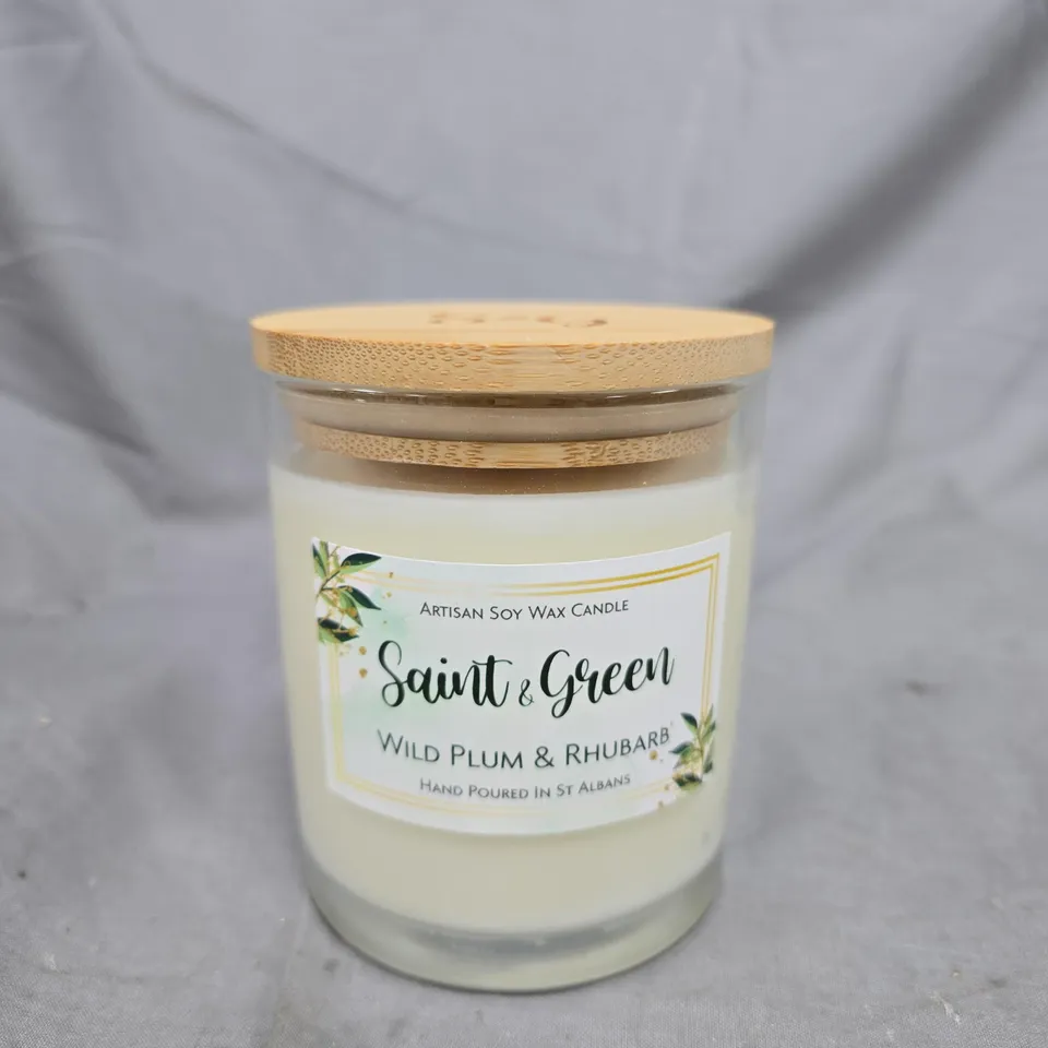 SAINT & GREEN ARTISAN SOY WAX CANDLE – WILD PLUM & RHUBARB