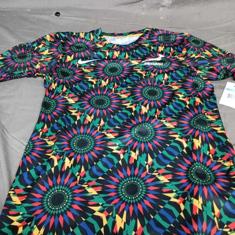 NIKE SPRINGBOKS MEN'S TRAINING TOP – MULTICOLOUR KALEIDOSCOPE PRINT – SIZE UK M 