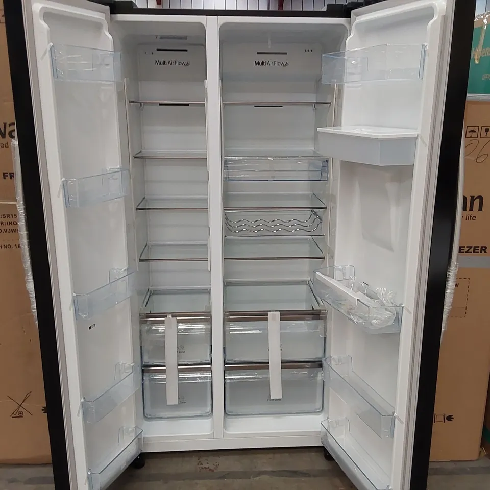 HISENSE RS741N4WBE NON-PLUMBED TOTAL NO FROST AMERICAN FRIDGE FREEZER - BLACK - E RATED