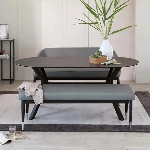 BOXED DANETTI CLOVER MID GREY FAUX LEATHER BENCH WITHOUT BACKREST
