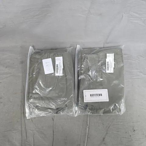 Magcomsen AND KEFITEVD Cargo SHORTS – Olive/Khaki Green, 2 Pairs (US 34 & US 38) – Men's