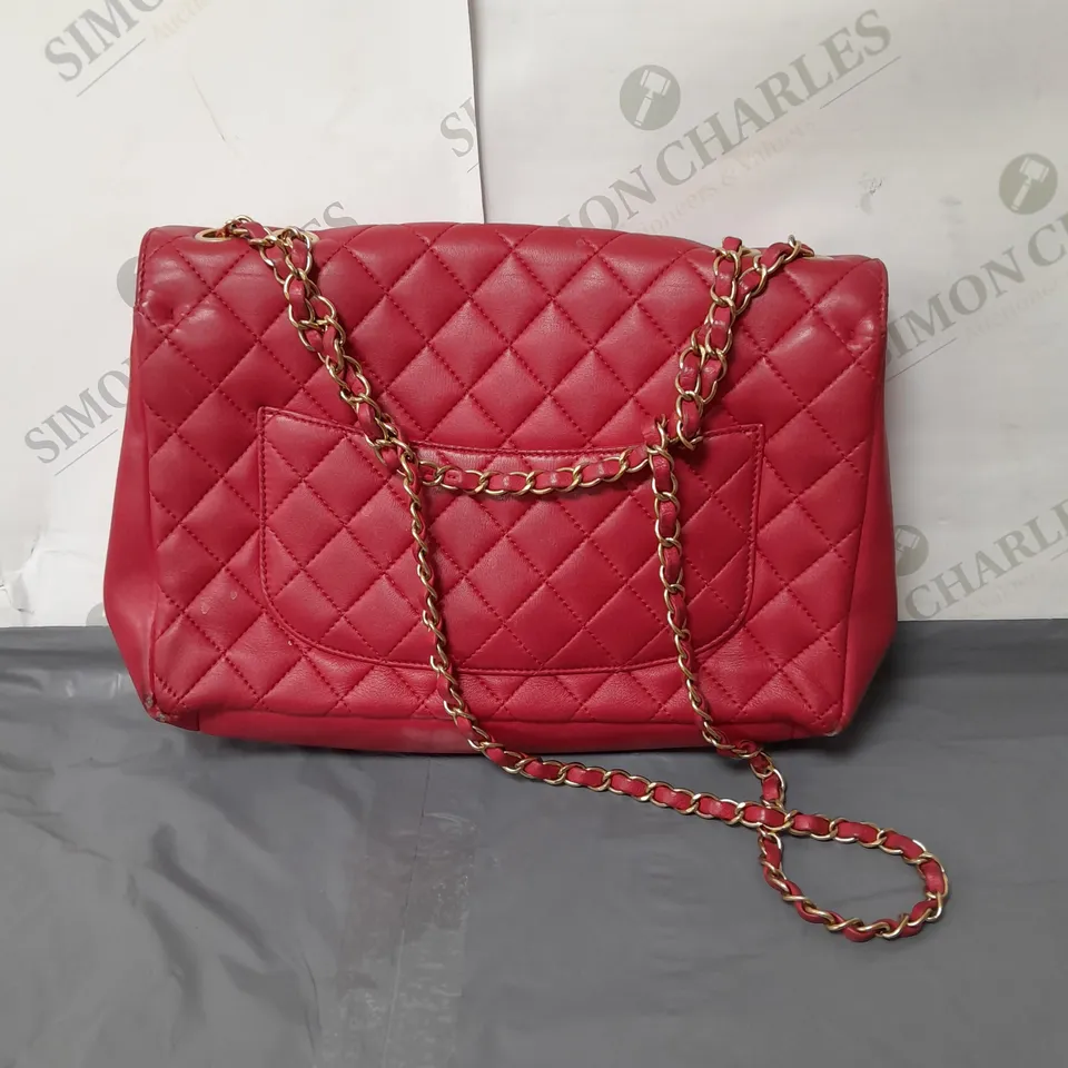 LADIES MEDIUM CHANEL RED HANDBAG QUILTED EFFECT