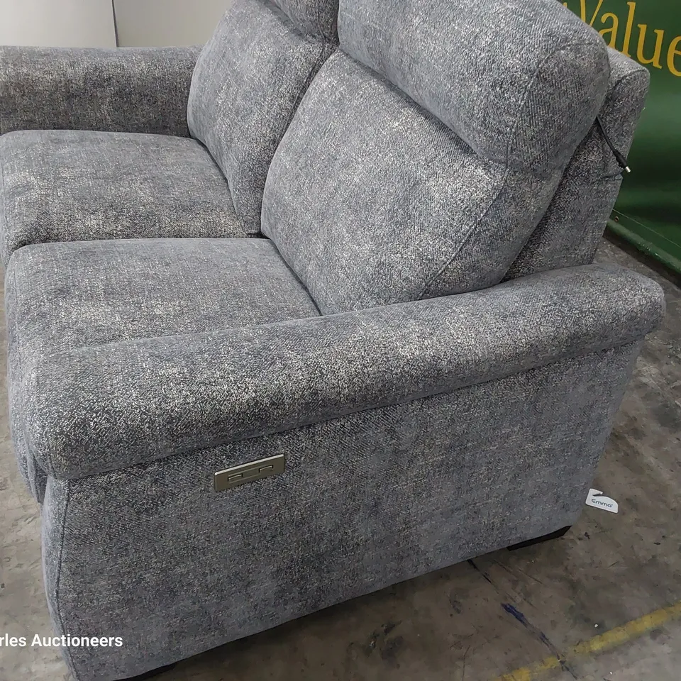 QUALITY ITALIAN DESIGNER ADRIANO POWER RECLINING TWO SEATER SOFA GREY FABRIC 