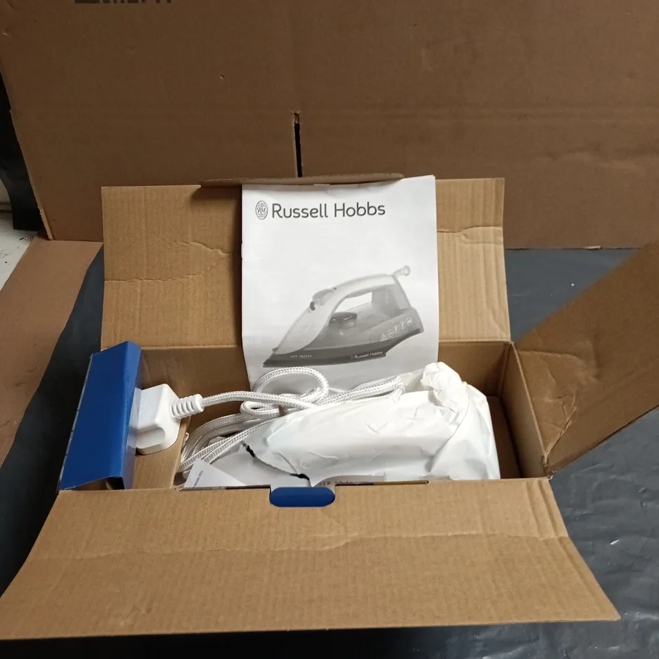 RUSSELL HOBBS MY IRON BLUE CERAMIC NON STICK SOLEPLATE BOXED