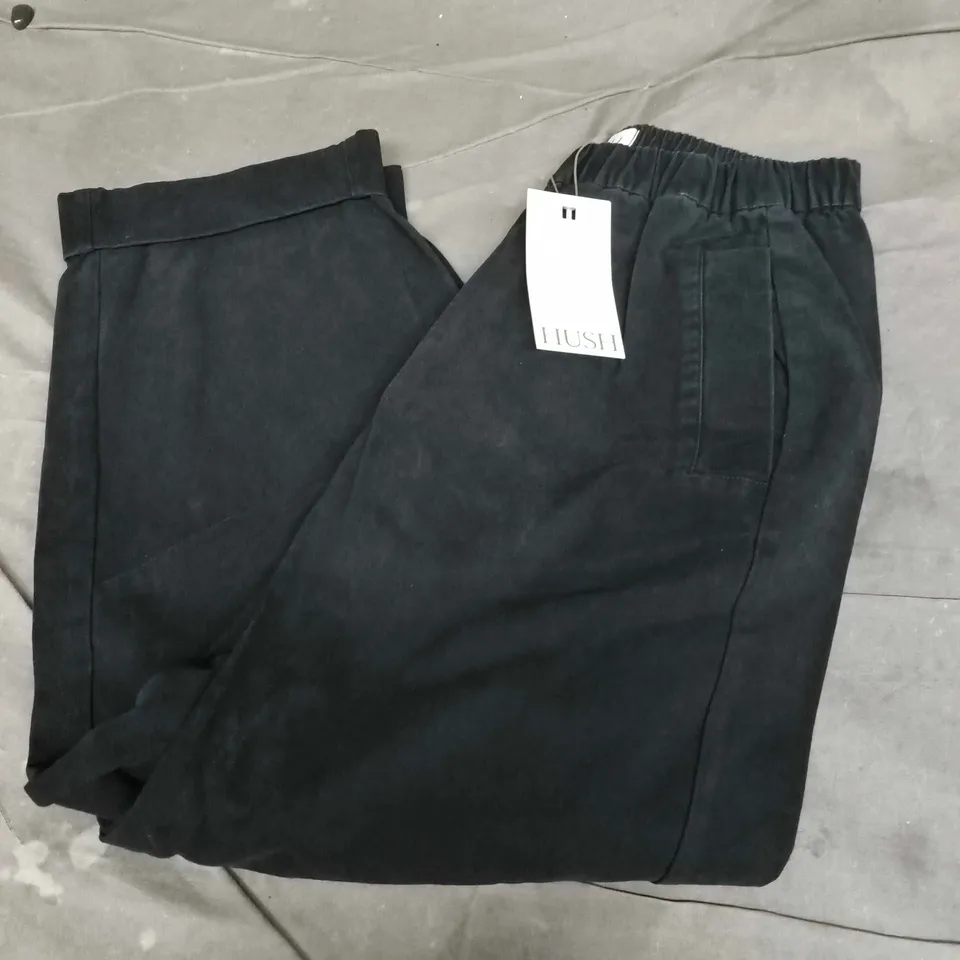 HUSH BARREL LEG PULL ON TROUSERS IN BLACK - SIZE 12