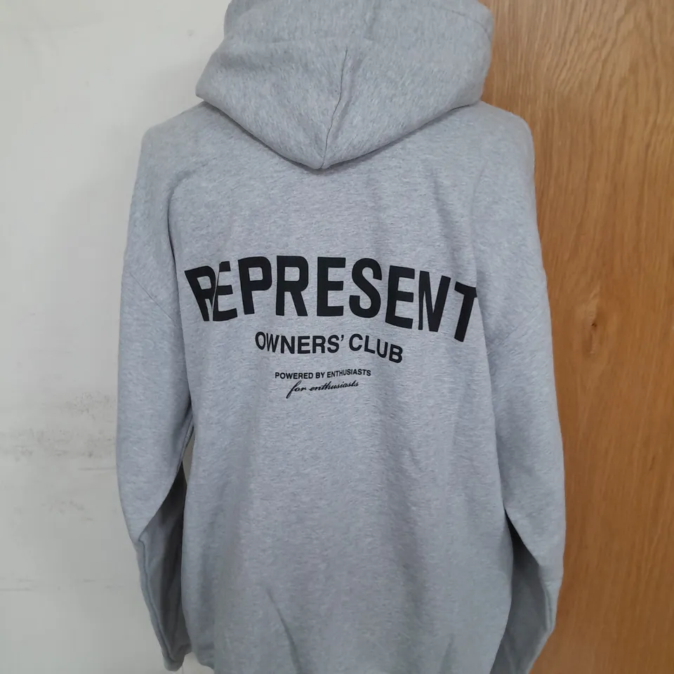 REPRESENT OWNERS CLUB JERSEY HOODIE IN ASH GREY SIZE S