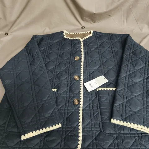 Mint Velvet Khaki Contrast Quilted Jacket – UK L