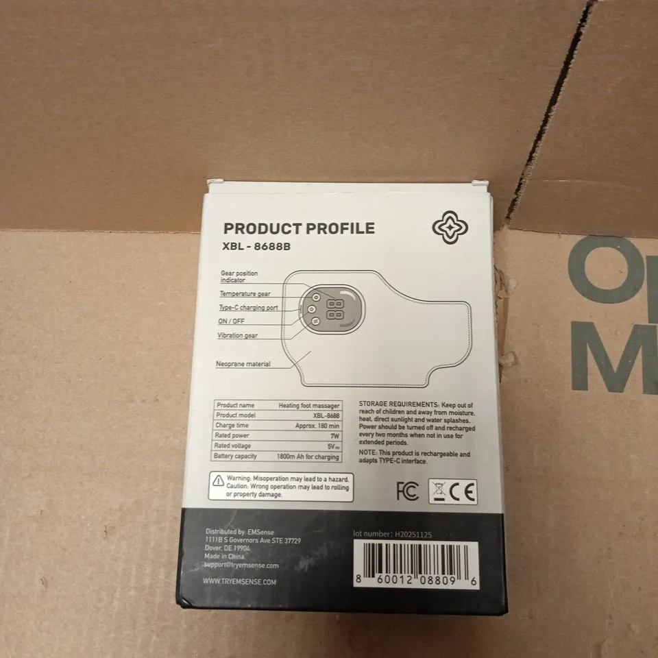 EMSENSE HEATING FOOT MASSAGER – MODEL XBL-8688B - BOXED 