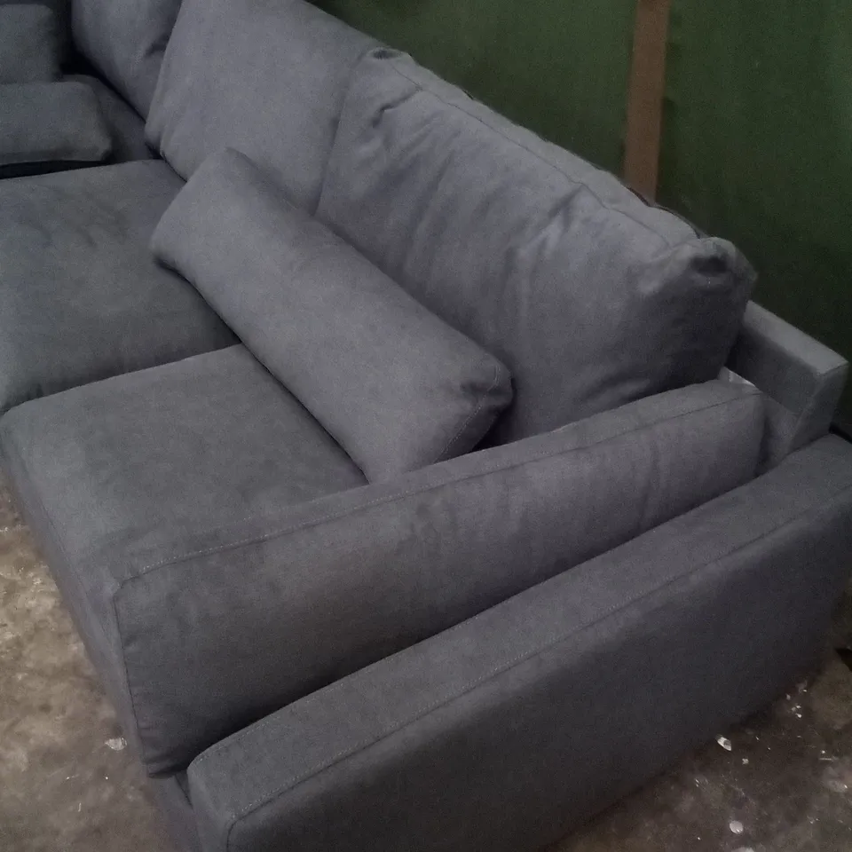 DESIGNER PALERMO FABRIC L SHAPED CORNER SOFA - PLUSH SLATE GREY
