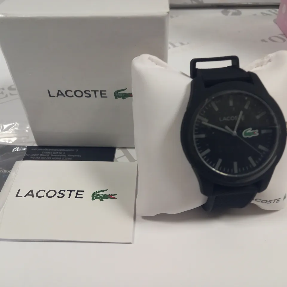 LACOSTE ALL BLACK WATCH WITH SILICONE STRAP
