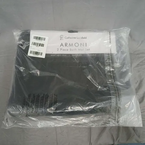 CATHERINE LANSFIELD ARMONI 2 PIECE BATH MAT SET IN BLACK