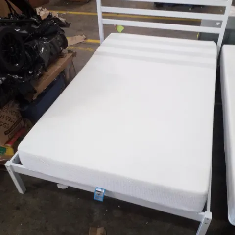 138×191CM WHITE BEDFRAME WITH SMALL DOUBLE MATTRESS