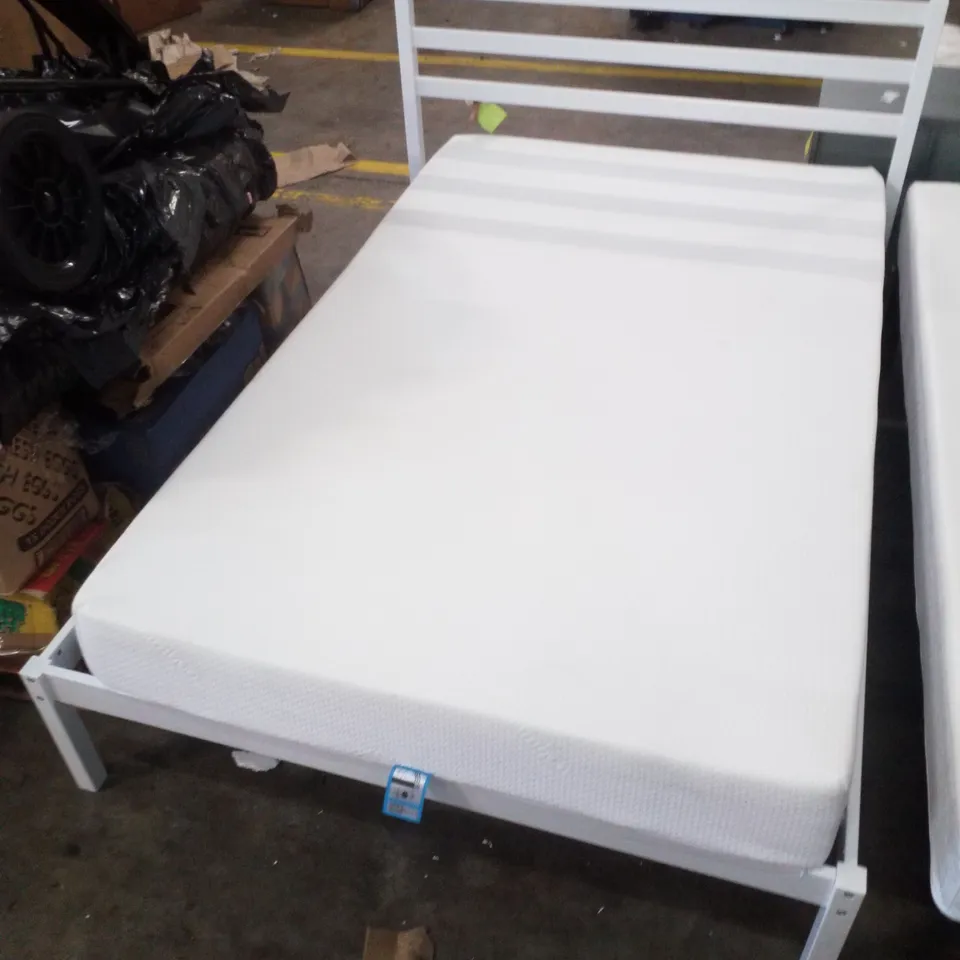 138×191CM WHITE BEDFRAME WITH SMALL DOUBLE MATTRESS