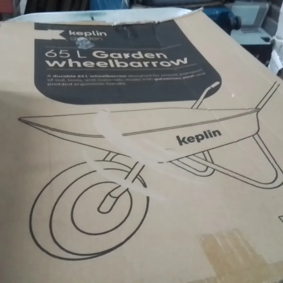 BOXED KEPLIN 65L GARDEN WHEELBARROW