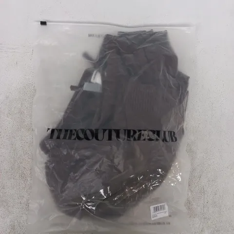 BAGGED THE COUTURE CLUB TOWELLING RELAXED FIT PANTS IN CHOCOLATE SIZE UK 8