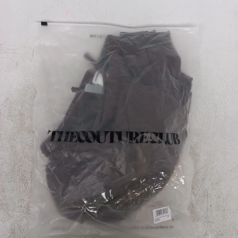 BAGGED THE COUTURE CLUB TOWELLING RELAXED FIT PANTS IN CHOCOLATE SIZE UK 8