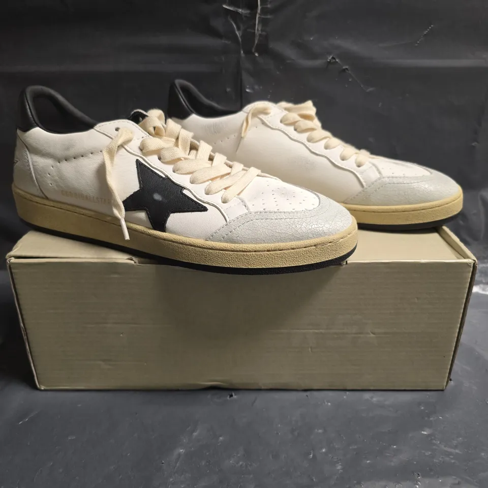 BOXED PAIR OF GOLDEN GOOSE BALL STAR SNEAKERS IN WHITE/BLACK SIZE EU 41