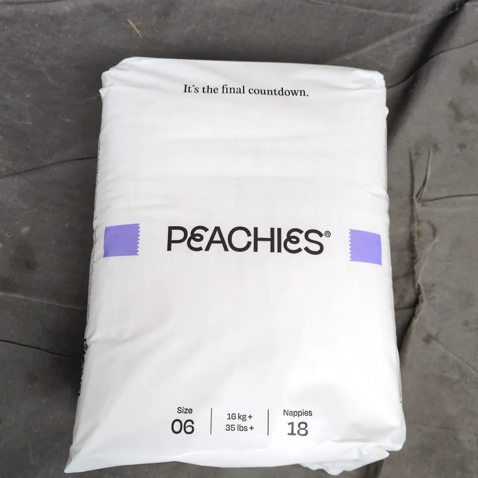 6 X PEACHIES PREMIUM SUSTAINABLE NAPPIES - SIZE 06 - 18 NAPPIES PER PACK 