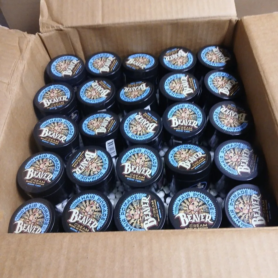 BOX OF APPROXIMATELY 70 X BEAVER CREAM HAIR POMADE WATER TYPE 50G