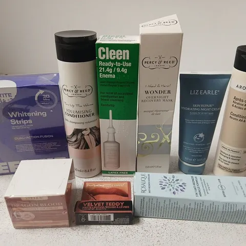 APPROX 12 ASSORTED BEAUTY PRODUCTS TO INCLUDE TEETH WHITENING STRIPS, PERCY & REED CONDITIONER, LIZ EARLE NIGHT CREAM, ETC 