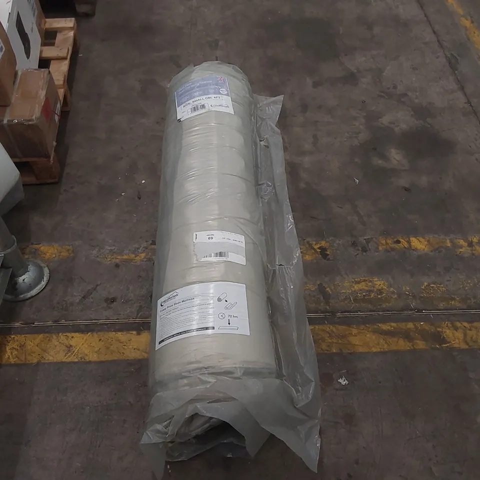 QUALITY BAGGED AND ROLLED 23CM DEEP OPEN COIL SPRING 4FT SMALL DOUBLE MATTRESS 
