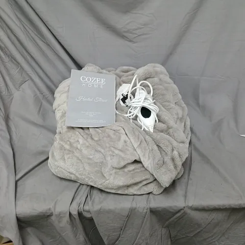 COZEE HOME HEATED THROW WITH CONTROLS IN GREY
