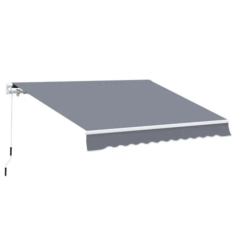 BOXED OUTSUNNY MANUAL RETRACTABLE AWNING, SIZE (4M X 3M)-GREY (1 BOX)