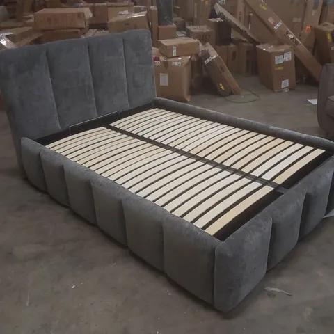 MODERN UPHOLSTERED DOUBLE BED WITH LIFT-UP STORAGE AND STRUCTURED HEADBOARD