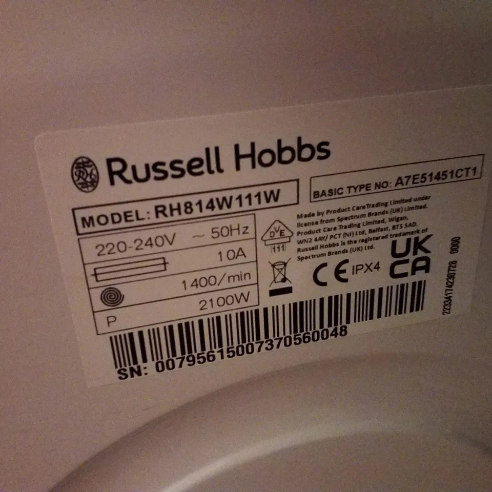 RUSSELL HOBBS FREESTANDING WASHING MACHINE