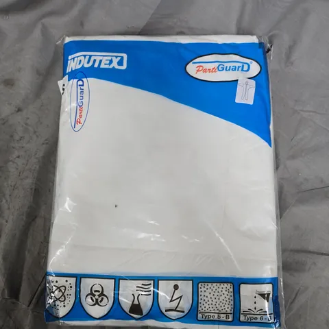 APPROXIMATELY 15 INDUTEX PARTIGUARD COVERALLS IN WHITE - SMALL