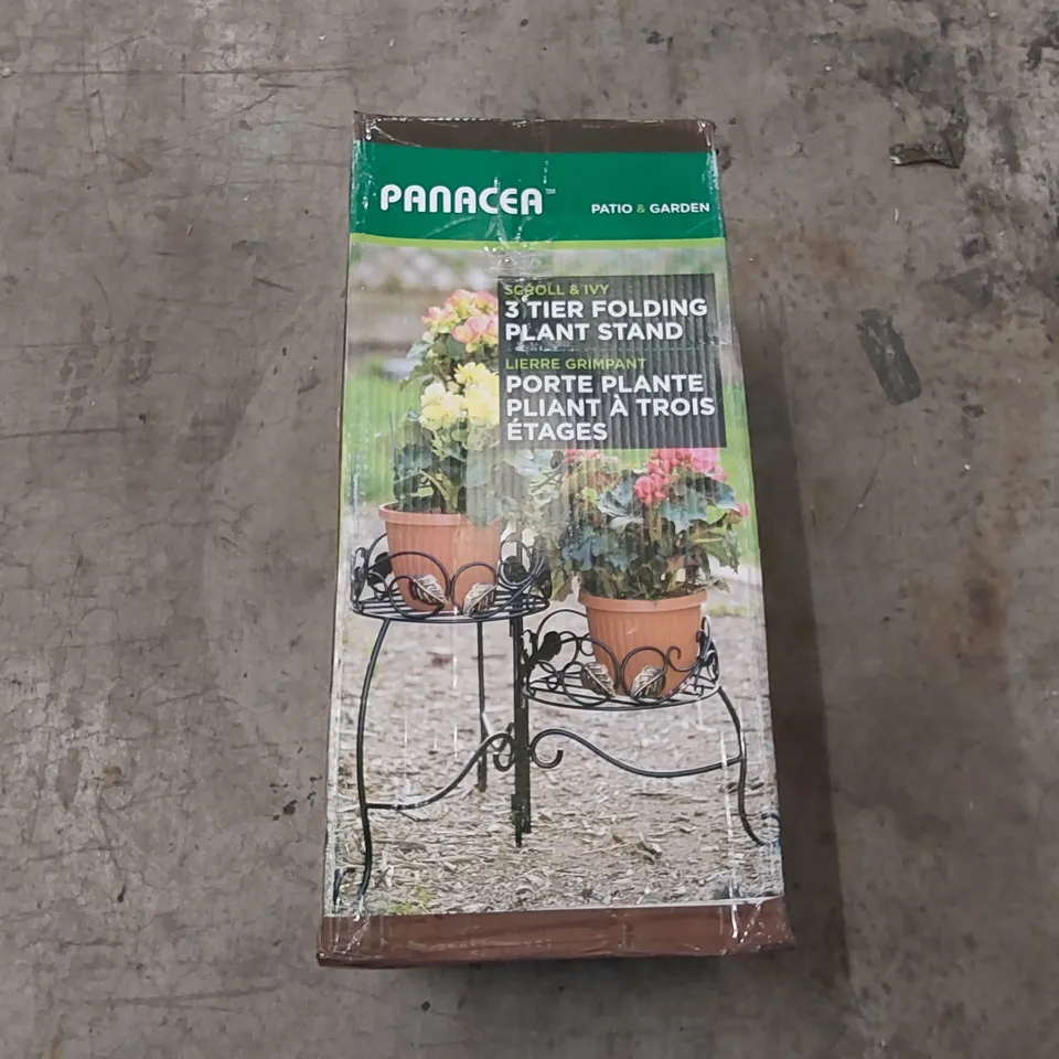 BOXED METAL 3 TIER FOLDING PLANT STAND WEATHER RESISTANT PLANT STAND (1 BOX)