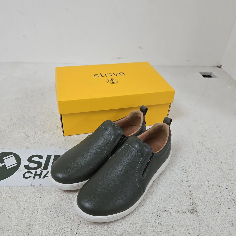 STRIVE VALERIE OLIVE SLIP-ON SHOES – UK 7 (US 9, EUR 41)