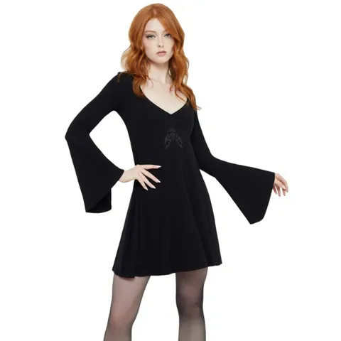 FIVE BRAND NEW KILLSTAR WOMEN'S LONG SLEEVE DRESS - MOONLIGHT MADNESS - BLACK