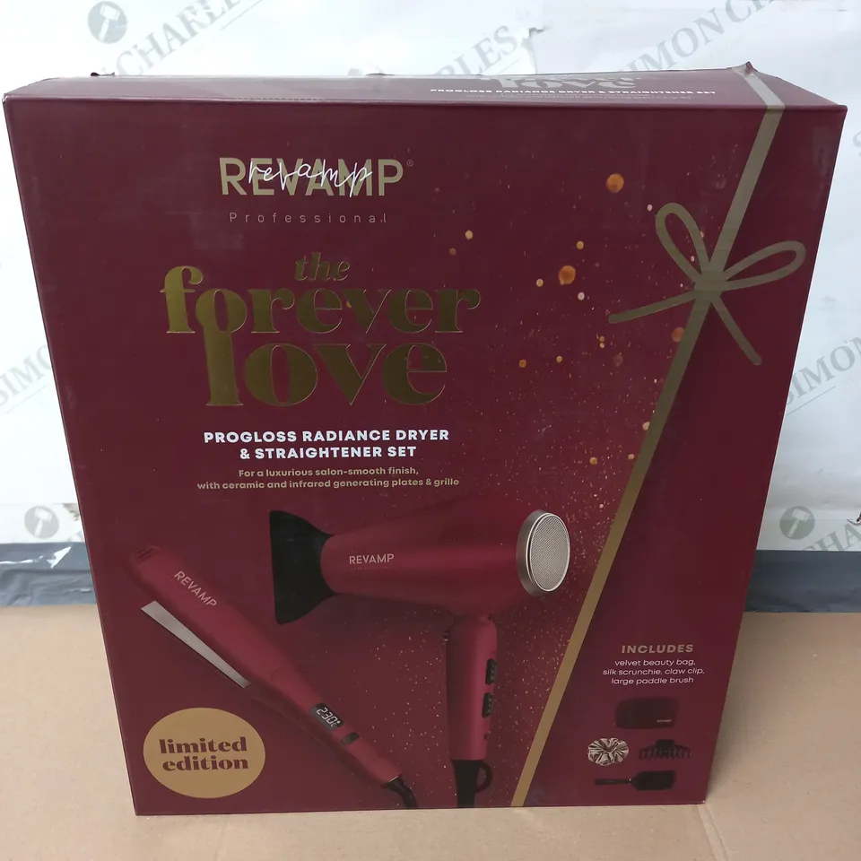 BOXED REVAMP PROGLOSS RADIANCE DRYER AND STRAIGHTENER SET