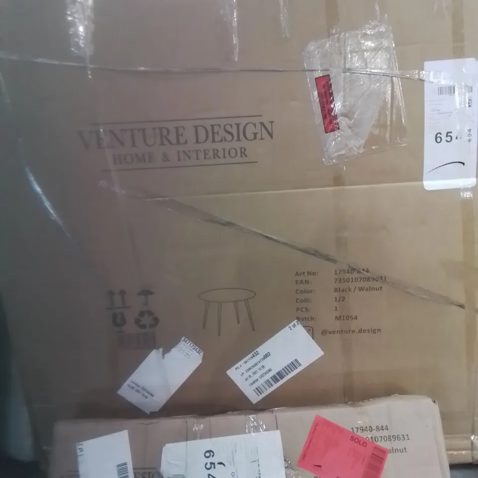 BOXED BLACK/WALNUT DINING TABLE (2 BOXES)