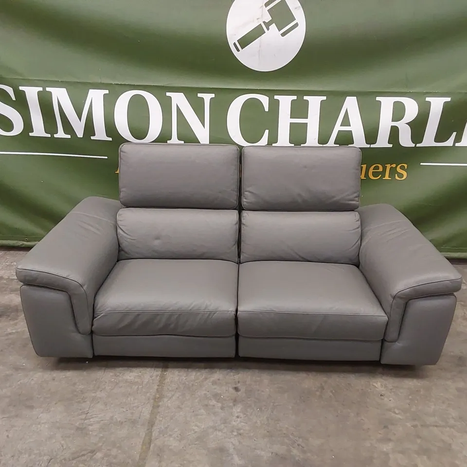 QUALITY DESIGNER ITALIAN MADE FLAVIO 2-SEATER ELECTRIC 2-MECHANISM SOFA IN GREY ANTHRACITE LEATHER