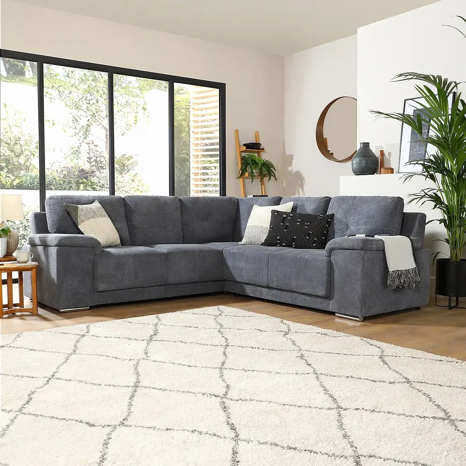 BOXED KANSAS CORNER GROUP DARK GREY DOTTED FABRIC (3 BOXES)