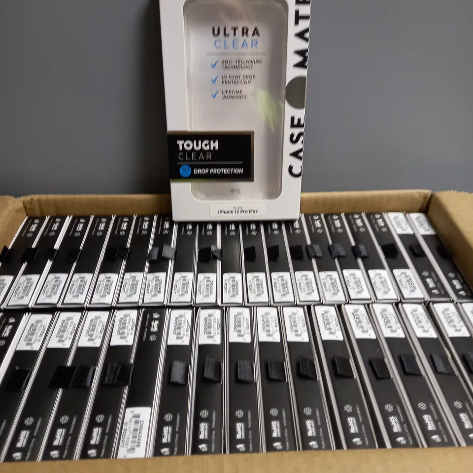 BOXED LOT OF APPROX 56 MOBILE PHONE CASES FOR IPHONE 12 PRO MAX