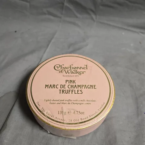 CHARBONNEL ET WALKER PINK MARC DE CHAMPAGNE TRUFFLES TIN – 135G