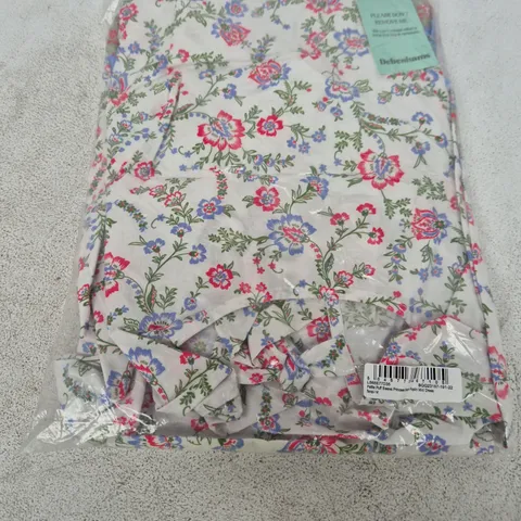 DEBENHAMS PETITE PUFF SLEEVE PRINCESS SEAM POPLIN MIDI DRESS – FLORAL, UK 14