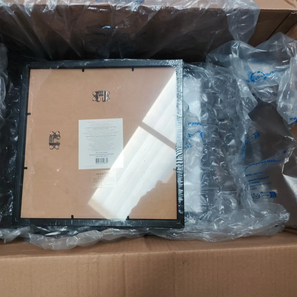 BOX OF APPROXIMATELY 8 BLACK MOUNTED PICTURE FRAMES