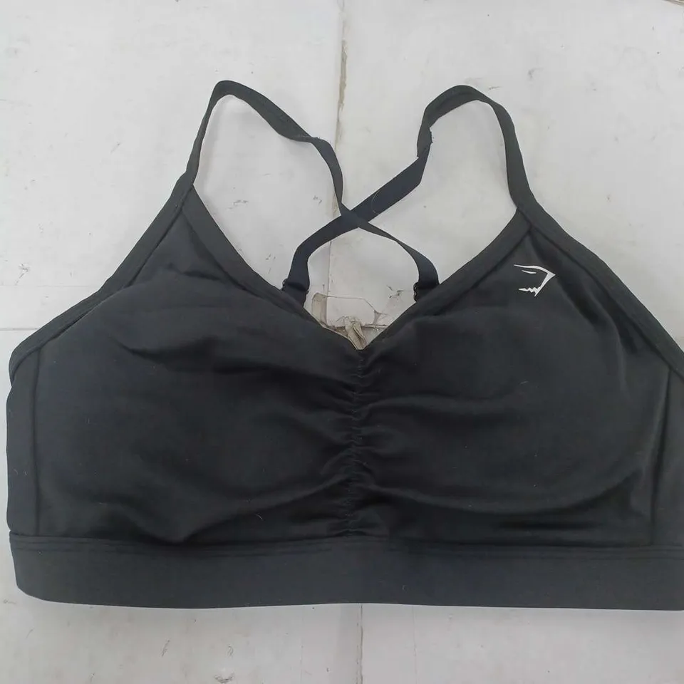 GYMSHARK RUCHED SPORTS BRA IN BLACK - SMALL