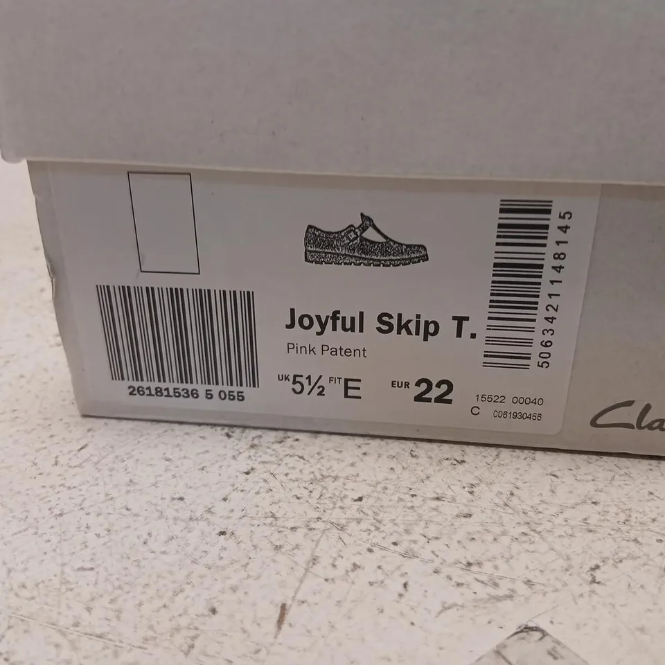 CLARKS JOYFUL SKIP T. PINK PATENT KIDS' SHOES – UK 5.5 (EU 22)