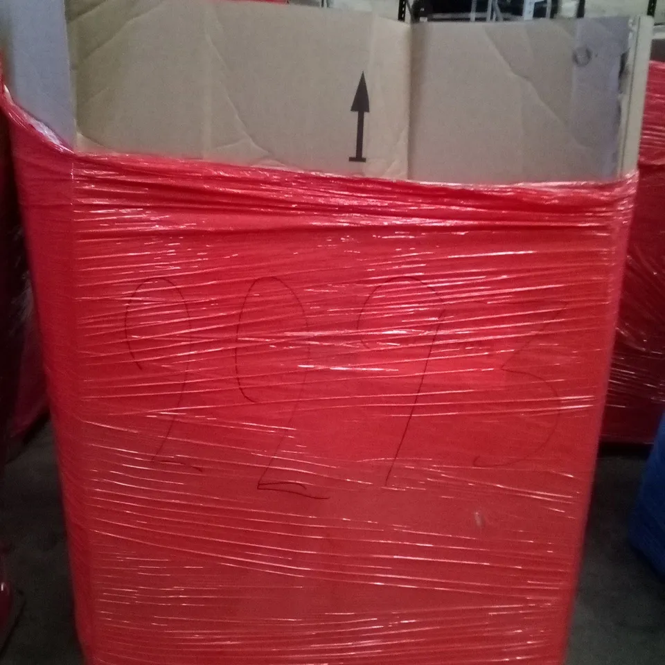 PALLET OF ASSORTED ITEMS INCLUDING DRIPEX BATHROOM MIRROR, GARMENT RACK, CAMPING STOVE, ELECTRIC FRYER, OFFICE CHAIR 