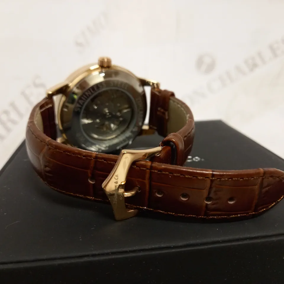 ZIHLMANN & CO SKELETON BROWN LEATHER STRAP WATCH RRP £520
