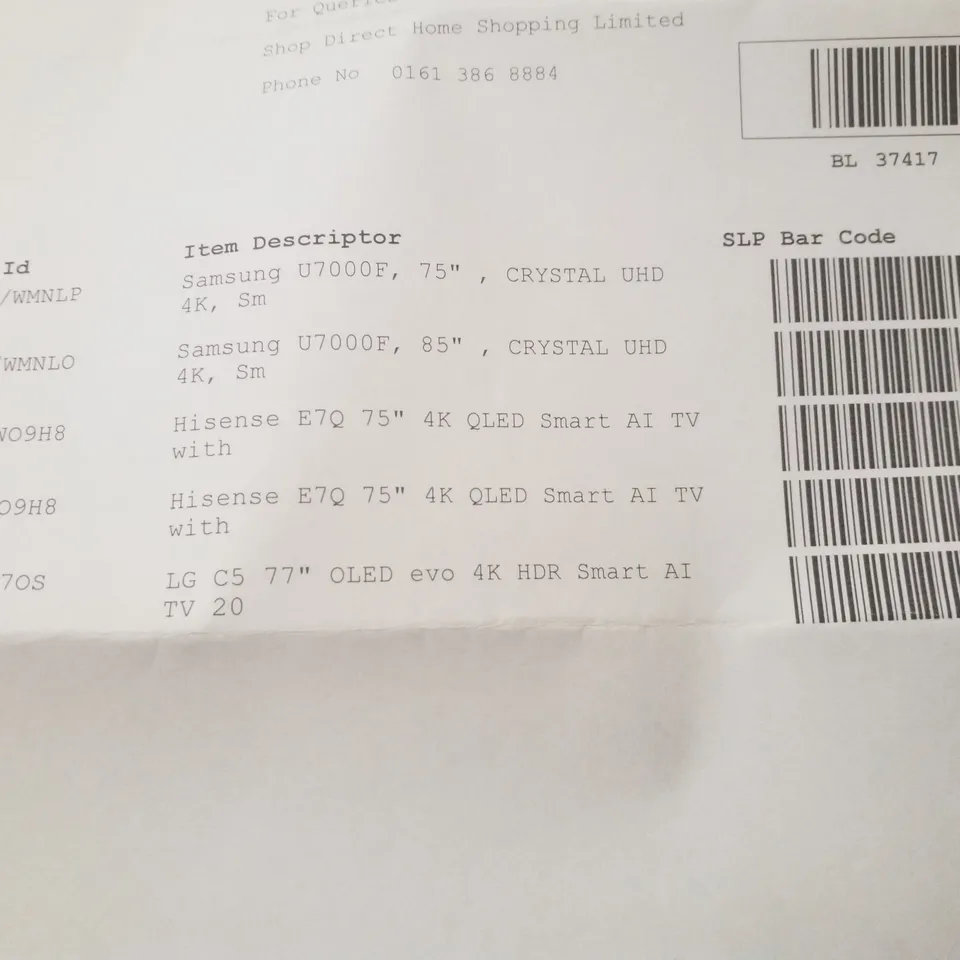 PALLET CONTAINING 5 ASSORTED DAMAGED TVS
