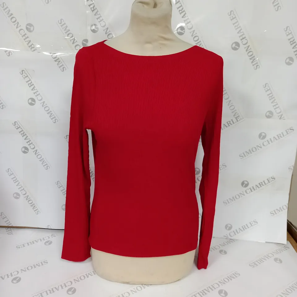 NOBODY'S CHILD BETTY SLASH NECK TOP IN RED - UK SIZE 12