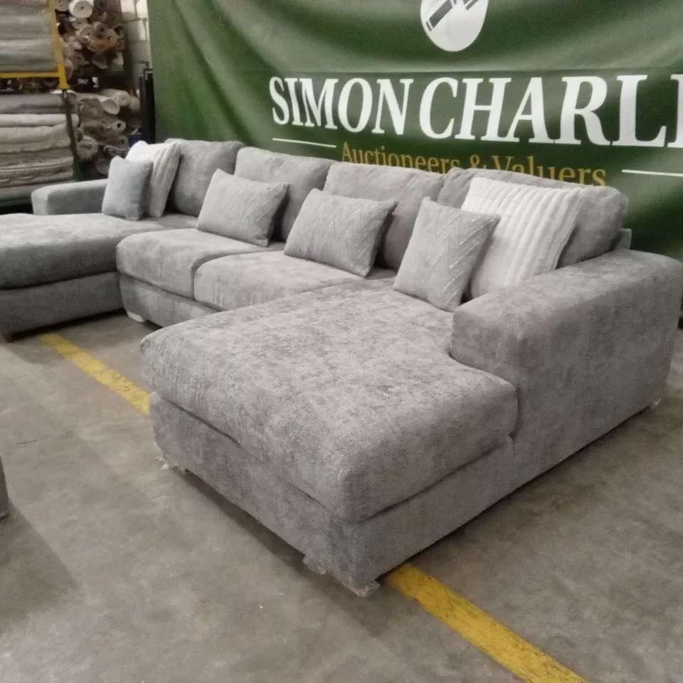 BROADGATE LARGE U-SHAPE MODULAR SOFA WITH FOOTSTOOL - GREY RRP £3299