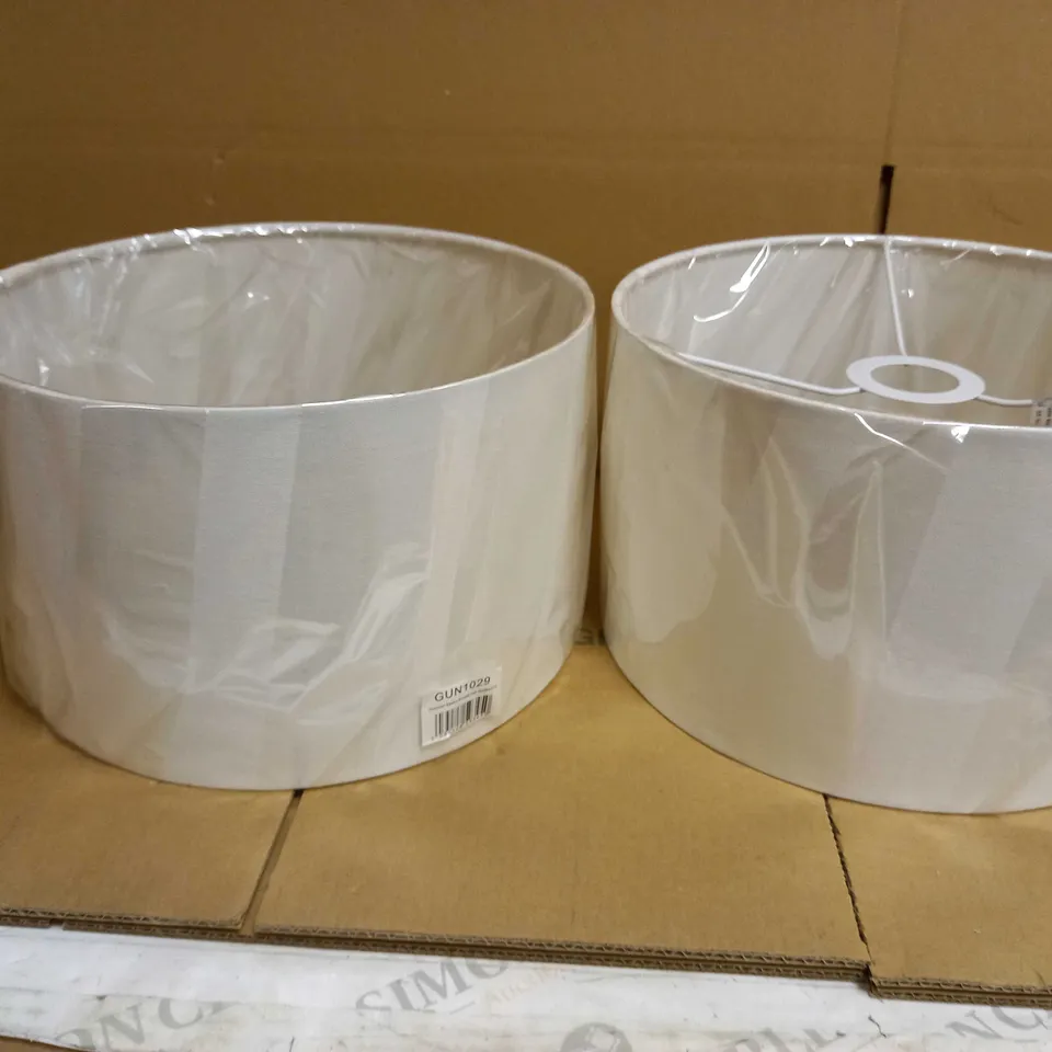 PAIR OF DESIGNER STYLE WHITE LAMP SHADES